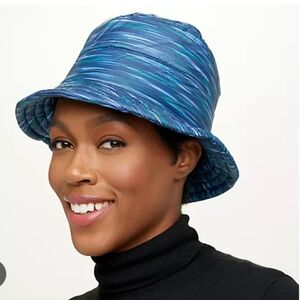 Lands’ End Ultralight Bucket Hat S/M – Blue Striped, Fleece-Lined Stay stylish